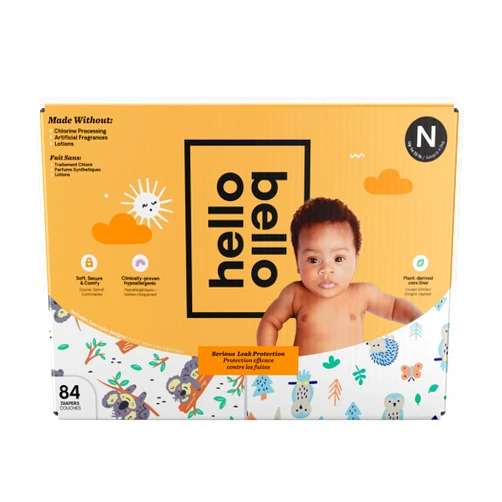 Hello Bello Diapers, Size NB (Up to 10 lbs) - 84 Count of Premium Disposable Baby Diapers in Woodland Animals & Koala Kids Designs - Hypoallergenic with Soft, Cloth-Like Feel