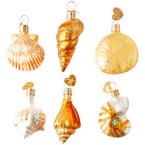 Old World Christmas Mini Ornamen Glass Blown Ornaments for Christmas Tree Assorted Sea Shell Set