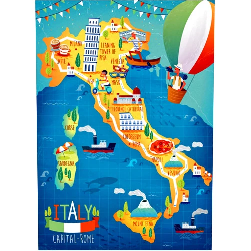 AEQIUM DIY 5D Full Drill Diamond Painting Kits for Adults Kids, Crystal Rhinestone Diamond Embroidery Paintings Arts Craft Home Wall Decor (Italy map Sights, 11.8 x 15.8 Inch)