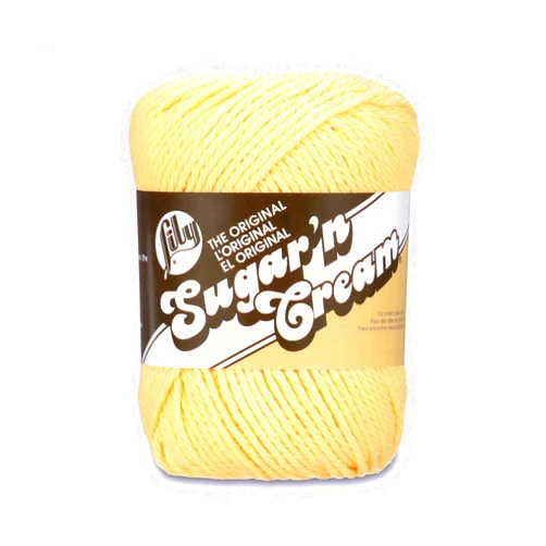 Lily Sugar 'N Cream The Original Solid Yarn, 2.5oz, Medium 4 Gauge, 100% Cotton - Yellow - Machine Wash & Dry
