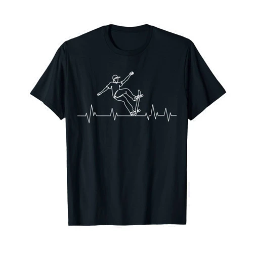 Coole Skateboard & Skater Motiv Geschenkideen Skater Heartbeat Skateboard Stunt Gift Children Teenagers T-Shirt