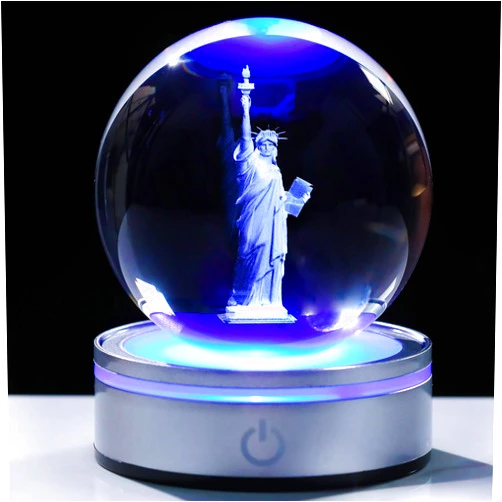 Movdyka 3D Crystal Ball Statue of Liberty Figurine New York City Souvenirs Gifts for Women Men Friends, Laser Etched Liberty Statue Ornaments Model with Light Base, USA Souvenir Decor Nyc Gifts