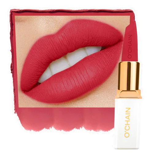O'CHAIN Red Matte Lipstick, Long Lasting Full Coverage Non-Transfer Lipstick for Women Infused with Jojoba Oil and Vitamin E, Cruelty-Free & Vegan (11 CHERRY) 0.12 Oz