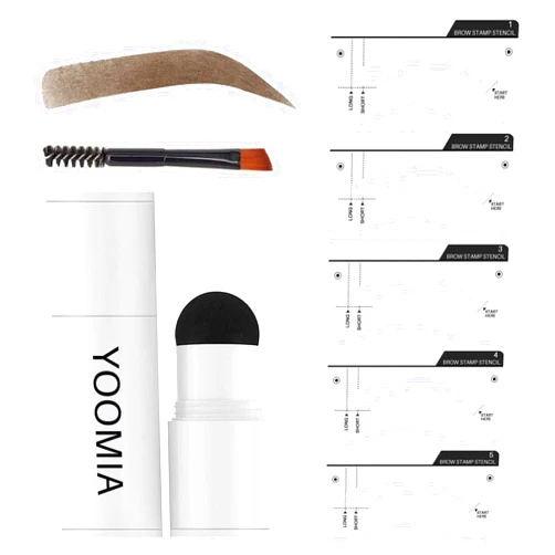 YOOMIA Eyebrow Stamp Stencil Kit, Eyebrow Stamp Pomade with 10 Reusable Thin & Thick Brow Stencils Eye Brow Shaping Kit, Long-lasting, Waterproof (Taupe）