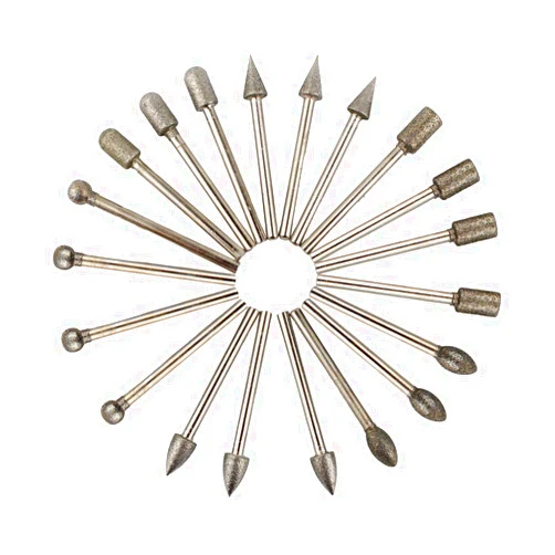SUKEO 1/8 Inch Shank Diamond Rotary Grinding Head Burr Drill Bits Sets for Dremel Rotary Tool (Pack of 20)