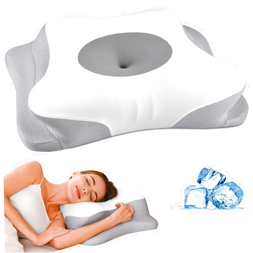 HAMYODO Cervical Neck Pillow - Memory Foam Pillows for Neck Pain Relief, Ergonomic Contour Side Sleeper Pillow for Sleeping, Orthopedic Neck Bed Pillow for Back & Stomach Sleepers with Pillowcase