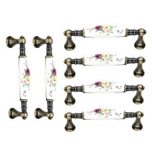 Mewutal 6pcs Floral Ceramic Cabinet Pulls 3.78