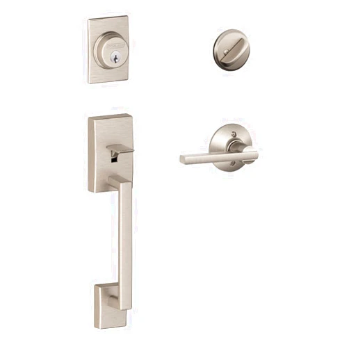 Schlage F60 V CEN 619 LAT Century Front Entry Handleset with Latitude Lever, Deadbolt Keyed 1 Side, Satin Nickel