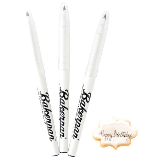 Bakerpan Food Coloring Markers, Fine Tip Edible Markers for Cookie Decorating, Edible Black Ink Pen - Set of 3 (Made in USA)