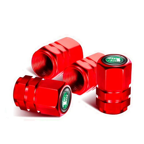 BROAND Car Tyre Valve Caps for Land Rover LR 2 LR 3 LR 4 Range Rover Sport Land Rover Defender Discovery Sport LR 4 Land Cruiser, Car Tyre Leak Proof Dust Cap, 4Pcs Red, LIUJ-G24