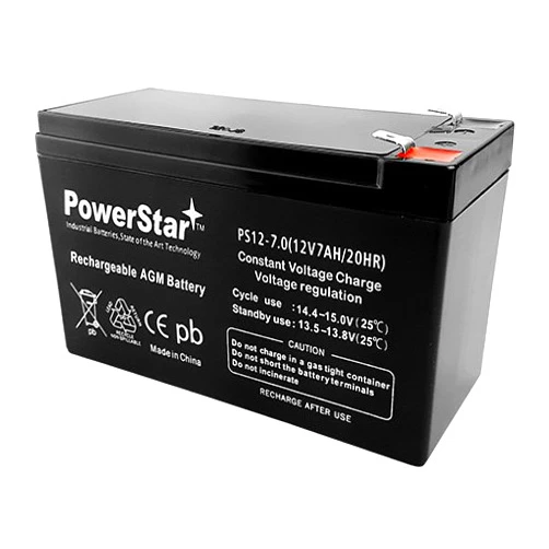 PowerStar Replacement 12V 7Ah AGM Battery for WKA12-7F Werker SLA sealed lead acid