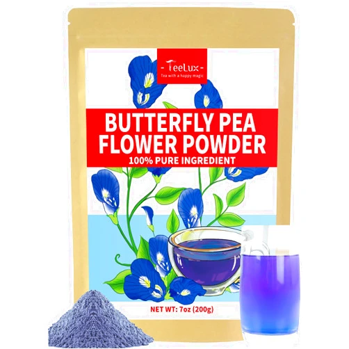 TeeLux Butterfly Pea Flower Powder, Natural Butterfly Pea Flower Tea for Blue & Purple Drinks and Food Coloring, Caffeine-Free, 7oz/200g