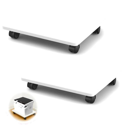 Beeveer 2 Pcs Office Under Desk Printer Stand with 4 Caster Wheels White Movable Printer Copier Shelf and CPU Holder for Home Office Heavy Duty Storage Rack Scanner Fax Machine, 13.78 x 11.81 Inches