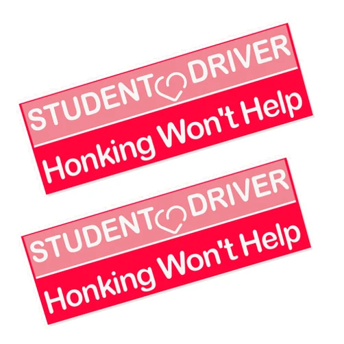 OFBAND 2PCS Funny Student Driver Sticker Magnet for Car,Newest Car Magnets and Decals for Warning&Car Decoration,Honking Won't Help Reusable Prank Bumper Magnets Fits New Drivers (Style 1)