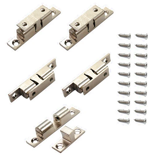 Omitfu 70MM Ball Catch Omitfu Set of 5 Solid Brass Chromium Plated Adjustable Double Ball Tension Roller Catch Latch Hardware Fitting for Cabinet Closet Furniture Door with Screws
