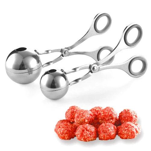 Emual 2 Pack None-Stick Meat Ballers Stainless Steel Meat Baller Tongs Cake Pop Meatball Maker Ice Tongs Cookie Dough Scoop for Kitchen, Ball Size 1.38