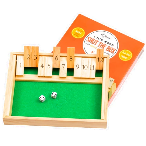 Regal Games Shut The Box - Fun Table Math Game with Wooden Board for Adults & Kids - 12 Spots Dice Game with 2+ Player Games - Ideal for Game Night, Travel - (Ages 8+)