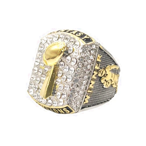TUOYU Personalized Fantasy Football Championship Silver & Gold 3D Trophies Rings Prize No Years