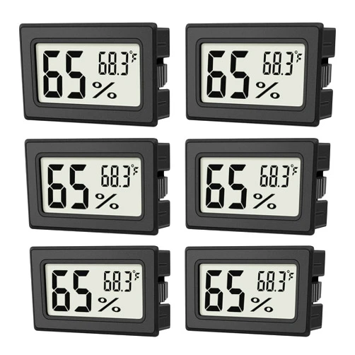 ANFBYOH 6-Pack Mini Hygrometer Indoor Humidity Meter, Mini Digital Thermometer Humidity Gauge Meter, Indoor Thermometer Hygrometer Monitor Fahrenheit (℉) for Humidors, Reptile Thermostat, Jars Reptile, Fridge