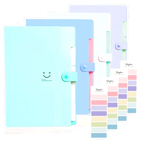 SKYDUE Expanding File Folders with 5 Pockets, Accordion File Organizer with 32 Labels, Portable Document Paper Organizer, Filing Folders, Letter / A4 Size, Pack of 4