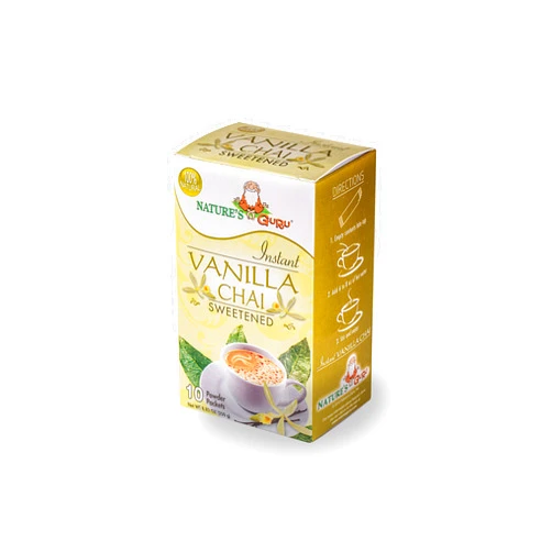 Nature's Guru Instant Vanilla Chai Tea Drink Mix Sweetened, 10 Count (Pack of 1) Single Serve On-the-Go Drink Packets