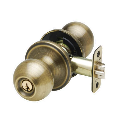 Copper Creek BK2040AB Ball Door Knob, Keyed Entry Function, 1 Pack, in Antique Brass