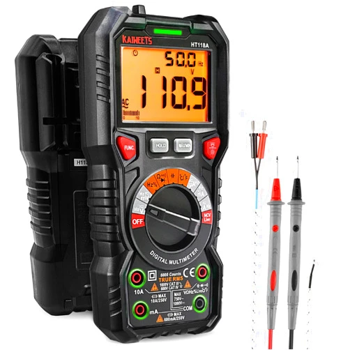 KAIWEETS Digital Multimeter TRMS 6000 Counts Voltmeter Auto-Ranging Fast Accurately Measures Voltage Current Amp Resistance Diodes Continuity Duty-Cycle Capacitance Temperature for Automotive