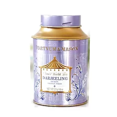 Fortnum and Mason London Fortnum and Mason British Tea, Darjeeling Bop Broken Orange Pekoe 125g Loose Tea in a Gift Tin Caddy (1 Pack) Usa Stock
