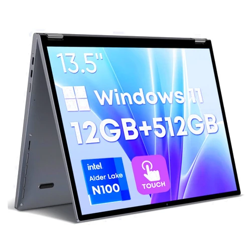 CHUWI 2-in-1 Convertible Laptop 13.5'', 12GB LPDDR5 RAM 512GB SSD, Intel N100(up to 3.4GHz), FHD 2256 * 1504, 1TB SSD Expand, Windows 11 Touchscreen Laptops, Backlit Keyboard, WiFi 6, BT5.2, Type-C