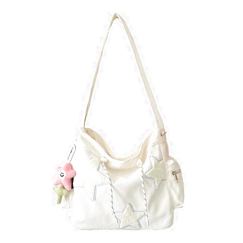 KAMEILONG Star Crossbody Bag Women Corduroy Tote Bag Aesthetic Messenger Bag Cute Shoulder Bag Y2K Hobo Bag