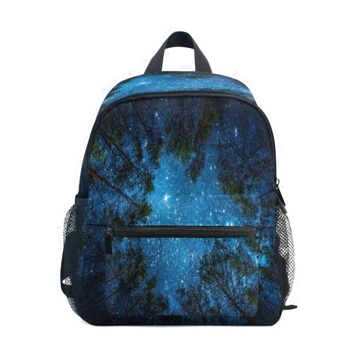 ALAZA Night Sky Milky Way The Trees Toddler Backpack for Boys Girls,Kid Backpack with Chest Clip and Name Tag,S