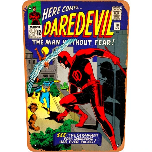 Muecddoa Vintage Metal Poster - Daredevil Tin Sign 12 X 8 Inches Suitable for Wall Decoration of Bar,Cafe,Garage,Man CAVE