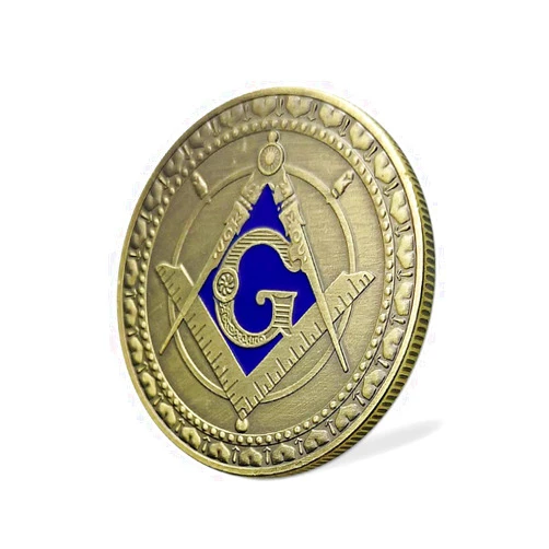 JYGCOIN Masonic Challenge Coin Square & Compass Freemasonry Angel Master Mason Blue Lodge Gift