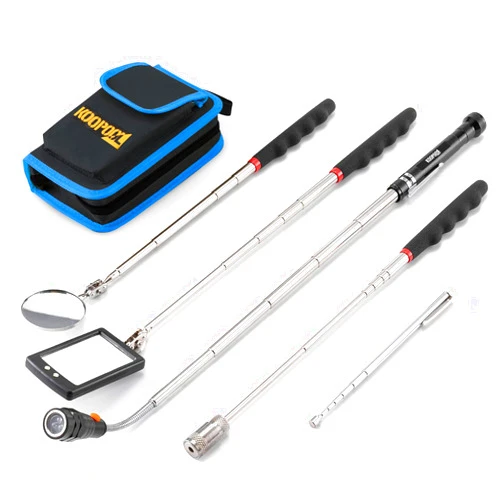 KOOPOOL Telescoping Magnetic Pickup Tool Set, Inspection Mirror Telescoping, LED Flashlight, Cool Gadgets for Men, Gifts for Dad, Husband, Kids, Boyfriend, Magnet Stick