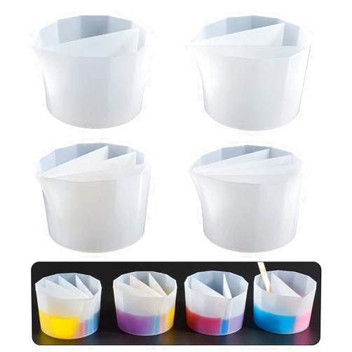 EVERELAM 4 pcs Resin Split Cup Silicone Portion Cup Silicone Split Cups Resin Color Mixing Cup Clay Mold Candle Making Molds Craft Supplies 3D Mold Silicone Mold for Resin Casting Mold