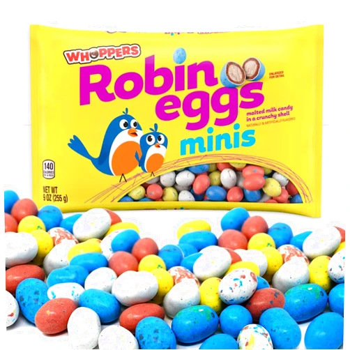 CHAIN & JO SWEETS Robin Eggs Whoppers Chocolate Candy 9oz 1 Pack - Whoppers Malted Milk Balls Easter Candy - Crisp Malted Milk Candies In Speckled Pastel Shells Have The Crunch - Easter Basket Stuffers - Whoppers Robin Eggs Malted Milk Balls Chocolate Candy Easter Candy Adults & Kids Easter Candy - Perfect for Easter Basket, Mini Speckled Pastel Shell Candies