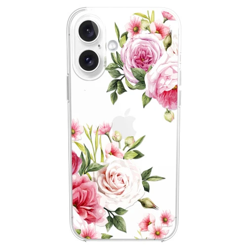 Blingy's for iPhone 16 Case, Cute Rose Flower Pattern Pretty Floral Roses Design Transparent Soft TPU Protective Clear Case (6.1 inch) (Fancy Roses)