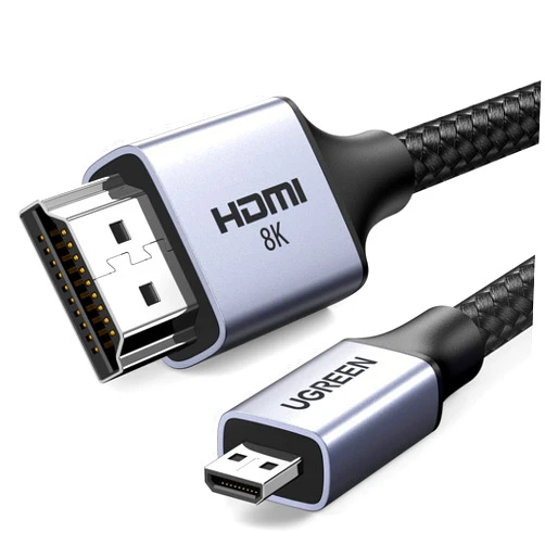 UGREEN 8K Micro HDMI to HDMI Cable 6.6FT, 2.1 Aluminum Shell Braided 48Gbps Ultra High Speed 8K@60Hz, 4K@240Hz Support HDR eARC Dolby Compatible with GoPro Raspberry Pi 5 Camera Nikon