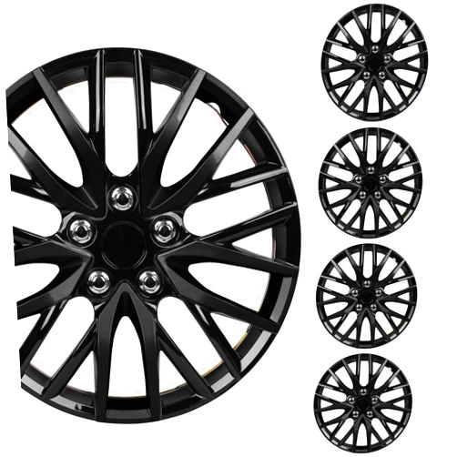 BDK (4-Pack) Premium Black Hubcaps 16