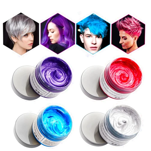 SWAKER 4 Colors Hair Color Wax - 4 in 1 Sliver Blue Purple Pink Red, Temporary Hair Color for Party, Cosplay, Date, Halloween