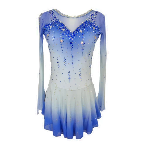 LIUHUO Elegant Blue Figure Skating Dress for Girls and Women - Competition Ice Dance Dress - Skating Clothes