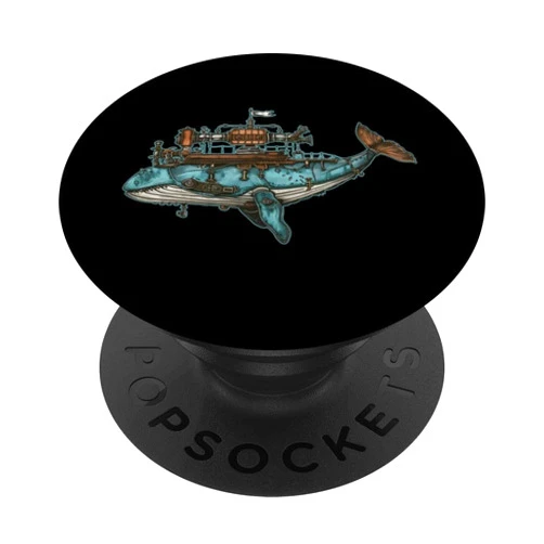 Visit The Steampunk Odyssey Apparel STEAMPUNK WHALE ODYSSEY Fantastical Mechanical Intricate PopSockets Adhesive PopGrip