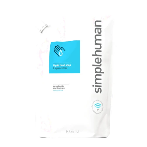 simplehuman Moisturizing Liquid Hand Soap Refill Pouch, 34 Fl Oz (Pack of 1), Fragrance Free, Count