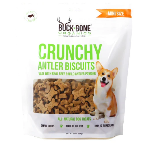 Buck Bone Organics Dog Biscuits, Made with Real Antler and Organics Ingredients (Mini's 16 OZ)