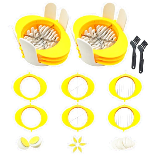 Bogandou 3 in 1 Egg Slicer, 𝐔𝐩𝐠𝐫𝐚𝐝𝐞𝐝 Stainless Steel Multi Functional Fruit Egg Slicer, Heavy Duty Egg Cutter for Hard Boiled Egg, Strawberry, Fruit, Mushroom (2pcs)