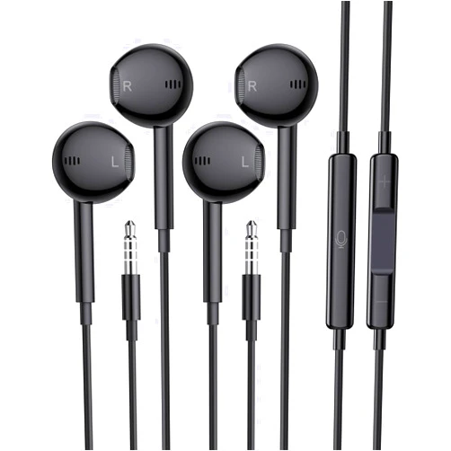 Tiloqua Wired Earbuds, 2 Pack 3.5mm Headphones with Microphone Clear Call HiFi Stereo Volume Control Earphones for iPhone iPad Samsung Kindle Switch MP3/4 (Black)