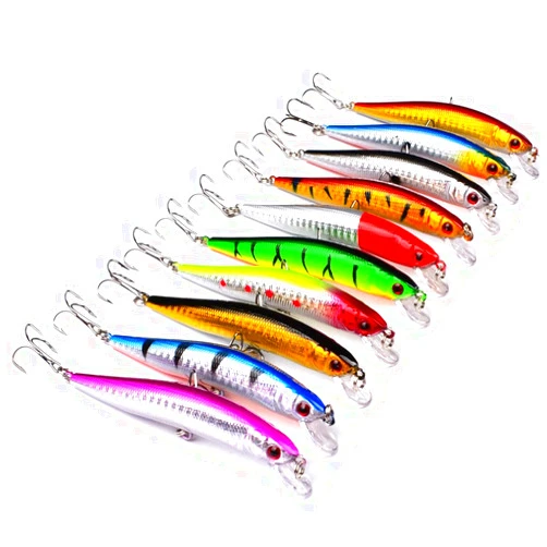 OriGlam 10pcs Fishing Lures Hard Minnow Baits, Life-Like Swimbait Fishing Lures, Minnow Hard Lure Bass Trout Baits Kit, Topwater Hard Baits Crankbait Swimbait for Saltwater Freshwater