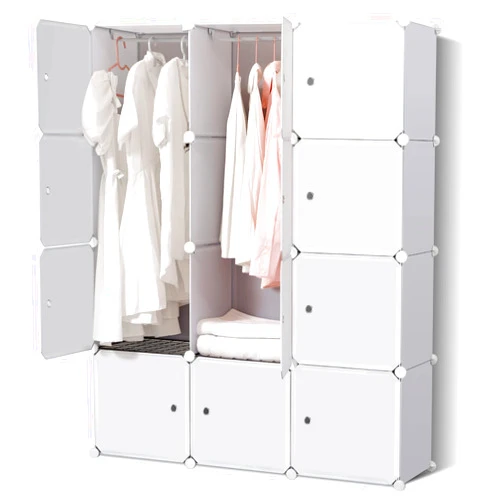 BRIAN & DANY Portable Wardrobe Closet for Hanging Clothes, Bedroom Armoire with Doors, Modular Cabinet for Space Saving, Ideal Storage Organizer Cube for Books, Toys, Towels (12-Cube), White