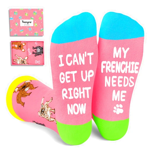 HAPPYPOP French Bulldog Gifts for Women Men - Novelty French Bulldog Socks Crazy Silly Fun Socks