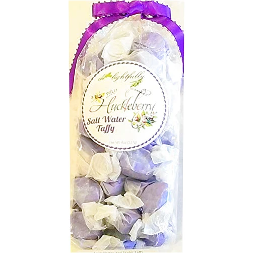 De'lightfully Huckleberry Haven NCSW01 Wild Huckleberry Salt Water Taffy, 8 ounces
